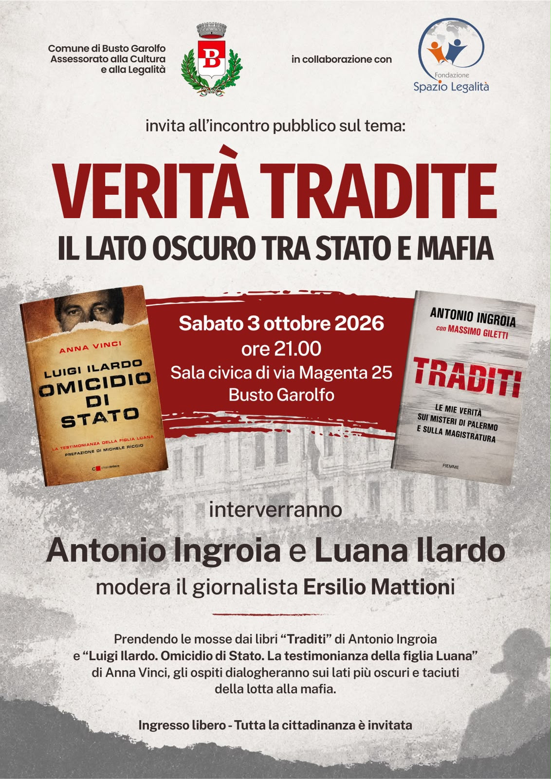 Scopri di più sull'articolo Stato, mafia e verità incompiute: Luana Ilardo e Antonio Ingroia a Busto Garolfo